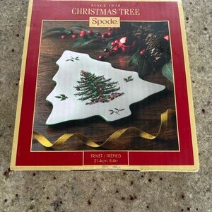 Spode Christmas Tree Trivet - Green and White NEW